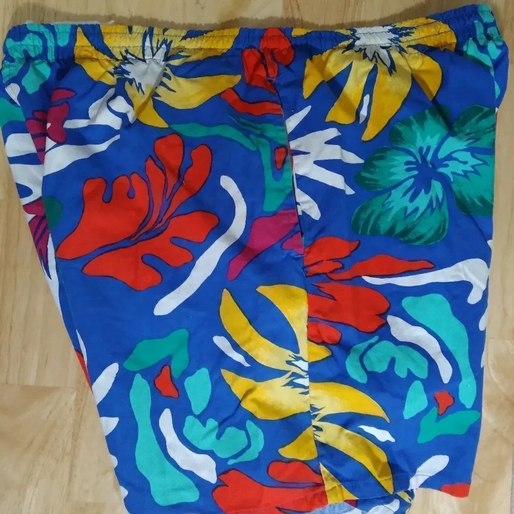 Vintage Pacific Pro Floral Pattern Swim Shorts